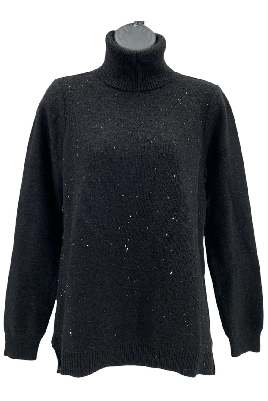 DG2 by Diane Gilman Sequin Front Turtleneck Sweater Black - Regular